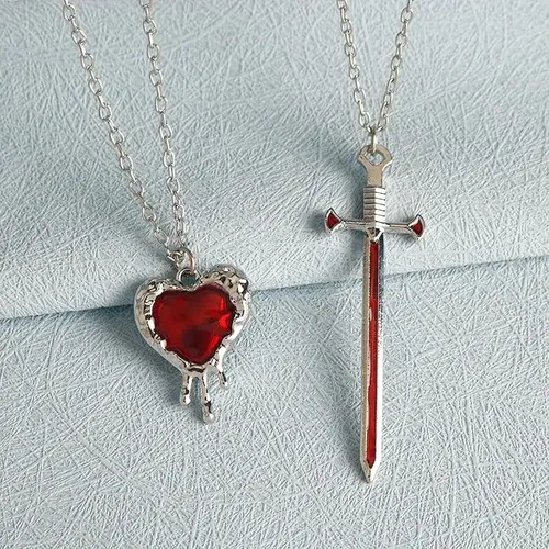 Z Sword And Heart Pendant Necklaces Z | MercadoLivre