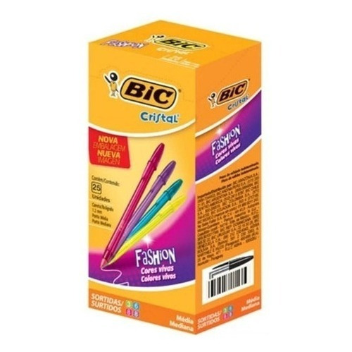 Bolígrafo Birome Bic Fashion Colores Surtidos (caja X25)