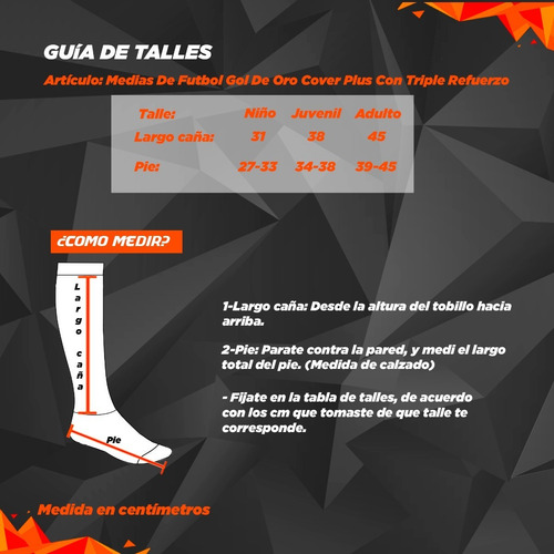 Imagen 2 de 3 de Medias De Futbol Gol De Oro Cover Plus Con Triple Refuerzo
