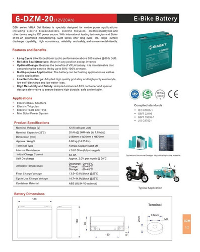 Imagen 3 de 3 de Bateria Para Moto Electrica 20ah 12v