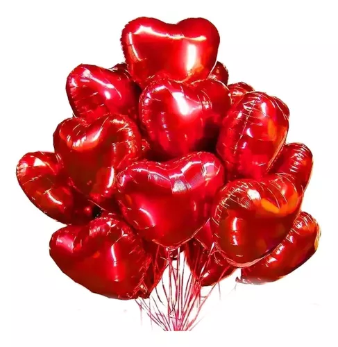 80 Globos Metalicos Corazon 45cm Helio Colores 14 Febrero