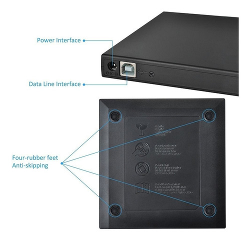 Imagen 5 de 6 de Externo Usb 2.0 Quemador De Cd Dvd Rw Quemador Lector Reprod