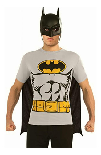 Dc Comics Batman T-shirt With Cape And Mask, Black, Medium