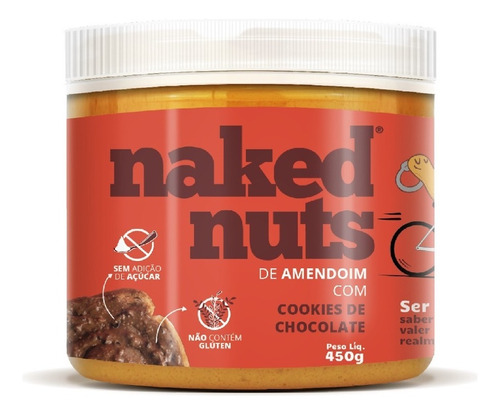 Pasta de Amendoim com Cookies de Chocolate Naked Nuts 450g