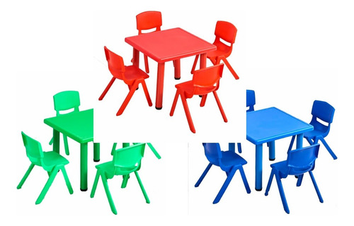 Mesa + 4 Sillas Infantil Plástico Calidad Y Colores