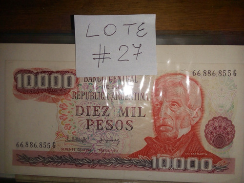 Billetes Argentina 10000 Pesos (sin Ley) #27. Lote X 5 (Usado)
