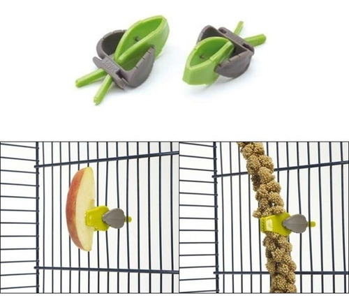 Comedero Aves Canario Sujeta Alimento Pajaros Colgante Savic Color Verde Con Gris