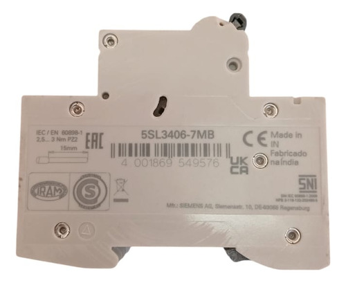 Termomagnética Siemens 4x6a 4,5ka 5sl3406-7mb