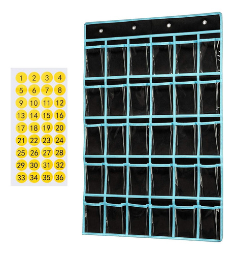 Gráfico De Bolsillo Para El Aula, 36 Bolsillos Negro