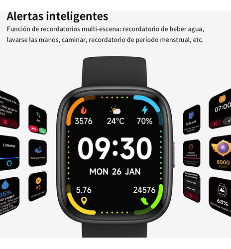 Reloj Inteligente Simsonlab Idw26 Bluetooth Calls Para Alexa Ios/android Golden Smart Watch 1.85 Hd Screen 100 Modos Deportivos
