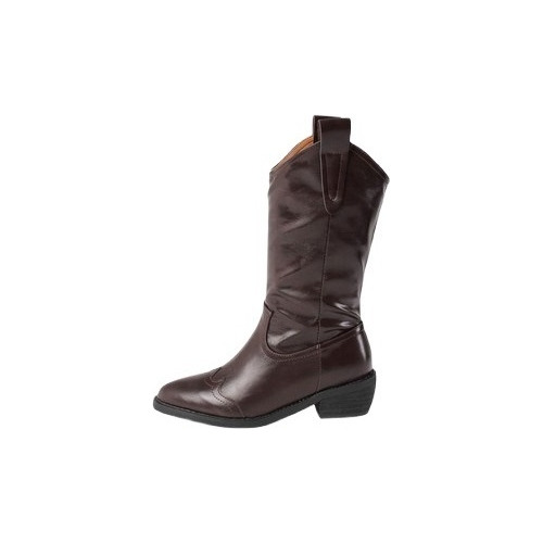 Botas Vaqueras Midi Mujer Marrones Boca Pico