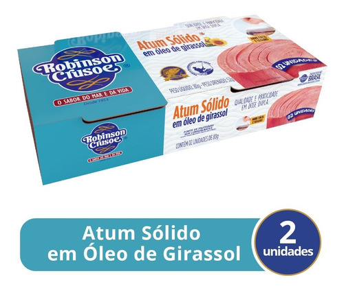Atum Solido Em Oleo Girassol Robinson Crusoe Pack C/2 Un 80g