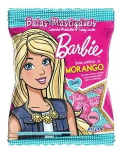 Pacote Bala Barbie Morango Mastigável - 600g - Riclan