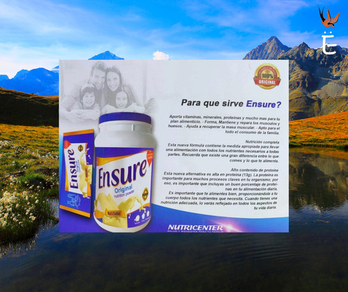 Polvo Ensure Para Preparar Bebida Sabor Chocolate 1200gr