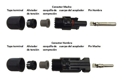 Conectores Mc4 Para Conexiones De Paneles Solares 10 Unidads