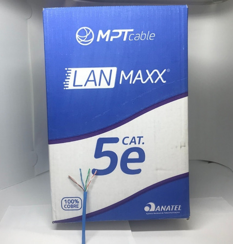 Cabo De Rede Lan Utp 24 Awg 4p Cat5e 100% Cobre Mpt Cx 305m
