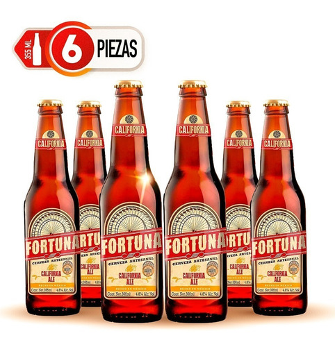 Six Pack Cerveza Artesanal Fortuna California Ale 355 C/u