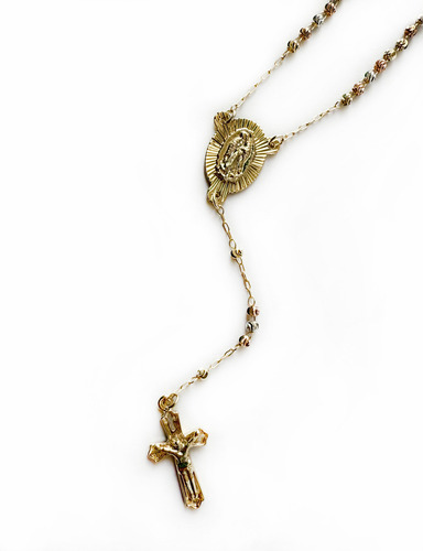 Rosario Con Dije Virgen De Guadalupe Y Cristo Oro Laminado 18k Con Lineas 3 Mm Catolico Recuerdos Ideal Para Regalar En Boda Bautizo Primera Comunión O 15 Años Unisex Hombre O Mujer