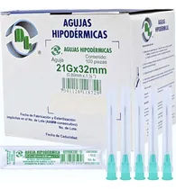 Comprar Agujas HiPodérmicas Dl Calibre 21gx32mm Caja Con 100 Capacidad en volumen 1 mL