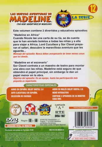 Imagen 2 de 3 de Las Nuevas Aventuras De Madeline Volumen 12 Doce Dvd
