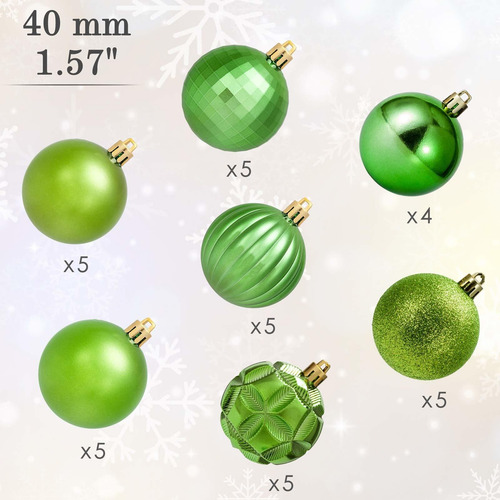 Esferas Para Arbol Navideño Color Verde Tamaño 40 Mm 34 Pc