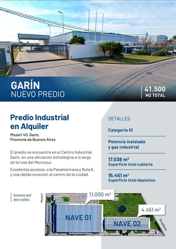 Alquiler De Galpón / Nave Industrial Apto Industria Categoría 3 Garin Zona Norte
