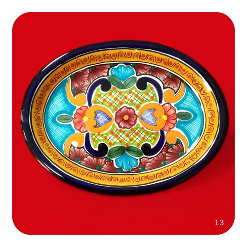 Imagen 3 de 6 de 3 Charolas Ovalada De Talavera Poblana 22x17 Cm Botanero Chr