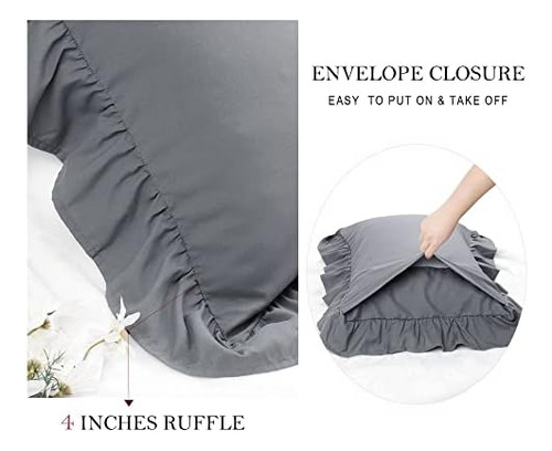 Piccocasa Juego De 2 Fundas De Almohada Con Volantes, Fundas