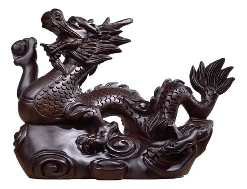 Figura De Dragón De Año Nuevo Chino Tallada En Madera-1pcs