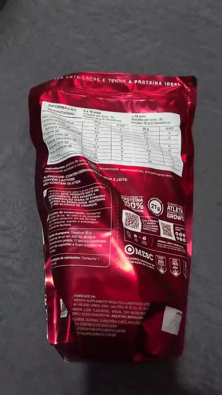 100% Whey Concentrado 900g Growth Supplements Chocolate