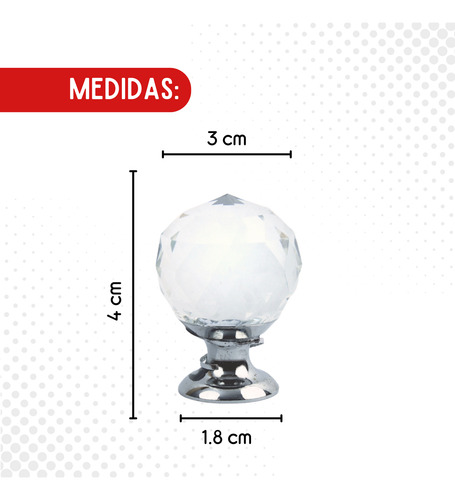 Botón Jaladera Diamante Redondo 30 Mm.