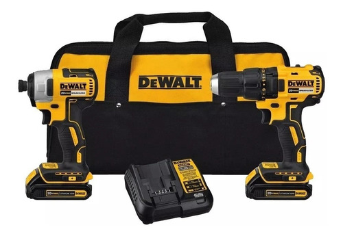 Kit Taladro Y Atornillador Impacto Inalambrico Dewalt 20v Color Amarillo