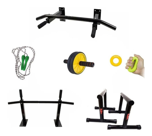 Promo Barras Iron + Mini Paralelas+lazo+rueda+aro Tensor Gym