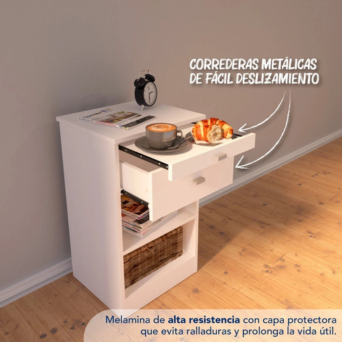 Imagen 4 de 8 de Mesa De Luz Con Desayunador Centro Estant Mld Kromo-s