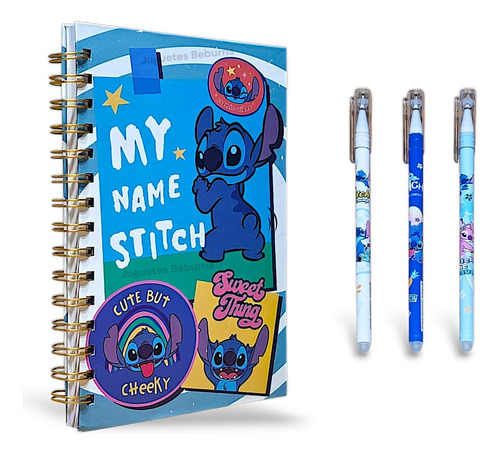 Anotador Stitch. Agenda Stitch 120 Hojas + 3 Lapiceras Borr Stitch My Name Is Stitch 2