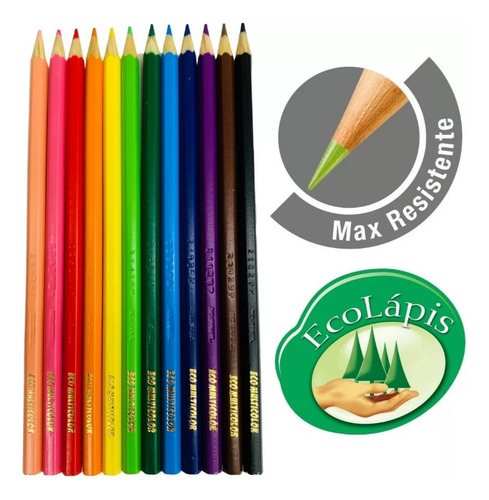 Kit 2 Lápis De Cor Multicolor Faber Castell Escolar 12 Cores