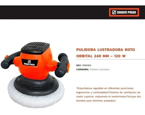 Imagen 2 de 4 de Pulidora Lustradora Roto Orbital 240 Mm Dowen Pagio 9993454