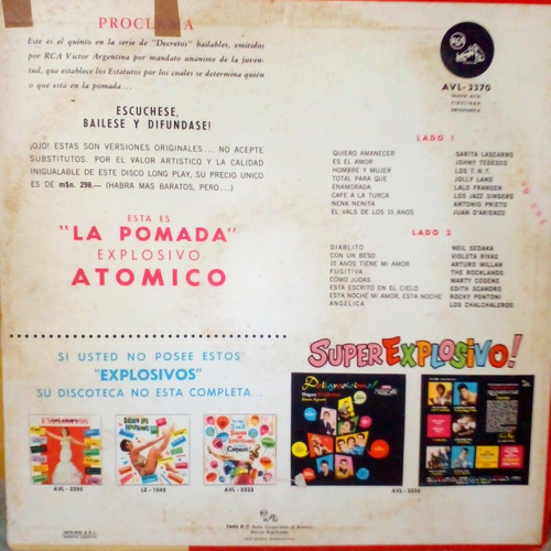 La Pomada Explosivo Atomico Disco De Vinilo Lp 1962 Ex (Usado)
