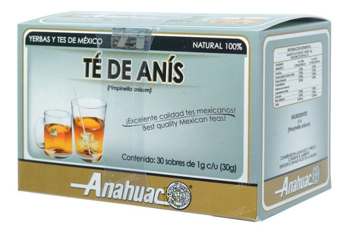 Imagen 2 de 4 de (3 Pzas) Te Anis (30 Sobres) Anahuac