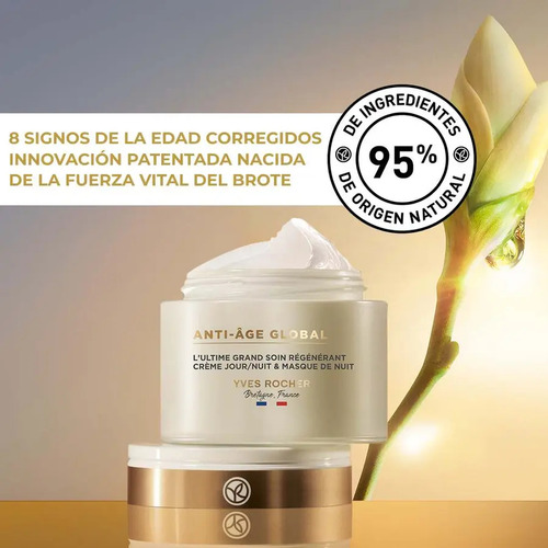 Yves Rocher Crema 3 En 1 Rejuvenecedora Anti-age Global Todo Tipo De Piel Día/noche