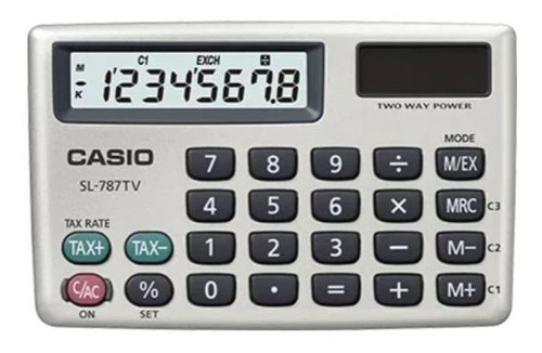 Calculadora Casio De Bolsillo 8 Dígitos Sl787tvgd Solar Color Gris