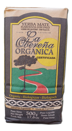 Yerba Mate La Obereña Organica 500gr X10 Unidades