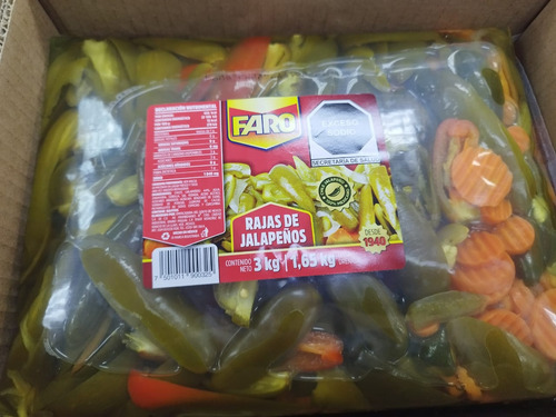 Pack 2 Chiles Jalapeño Rajas Faro Bolsa 3 Kg C/u Negocio
