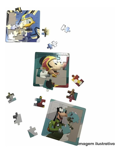 Conjunto 3 Quebra Cabeças Papel 12 16 20 Peças Turma Mickey