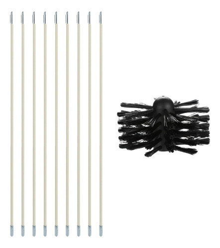 (au) Chimney Cleaning Brush Kit 9pcs Poles With Head