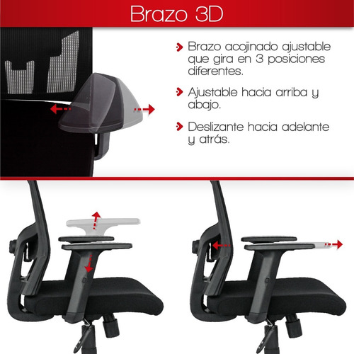 Imagen 3 de 9 de Silla De Oficina Nairobi Brazo 3d Lumbar 2d Sincro