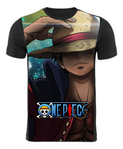 Remera One Piece Luffy Wanted, Spun Premiun Full Print