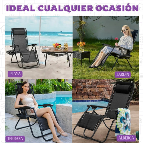 Silla Plegable Gravedad Cero Reclinable Alberca Inmatmex