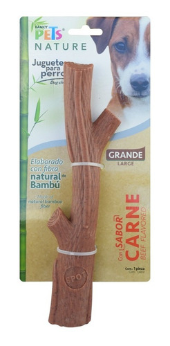 Juguete Dental Perro Rama Bambu Gde Sabor Carne Tipo Hueso