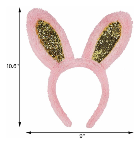 Diadema Orejas De Conejo Color Rosa 6pz